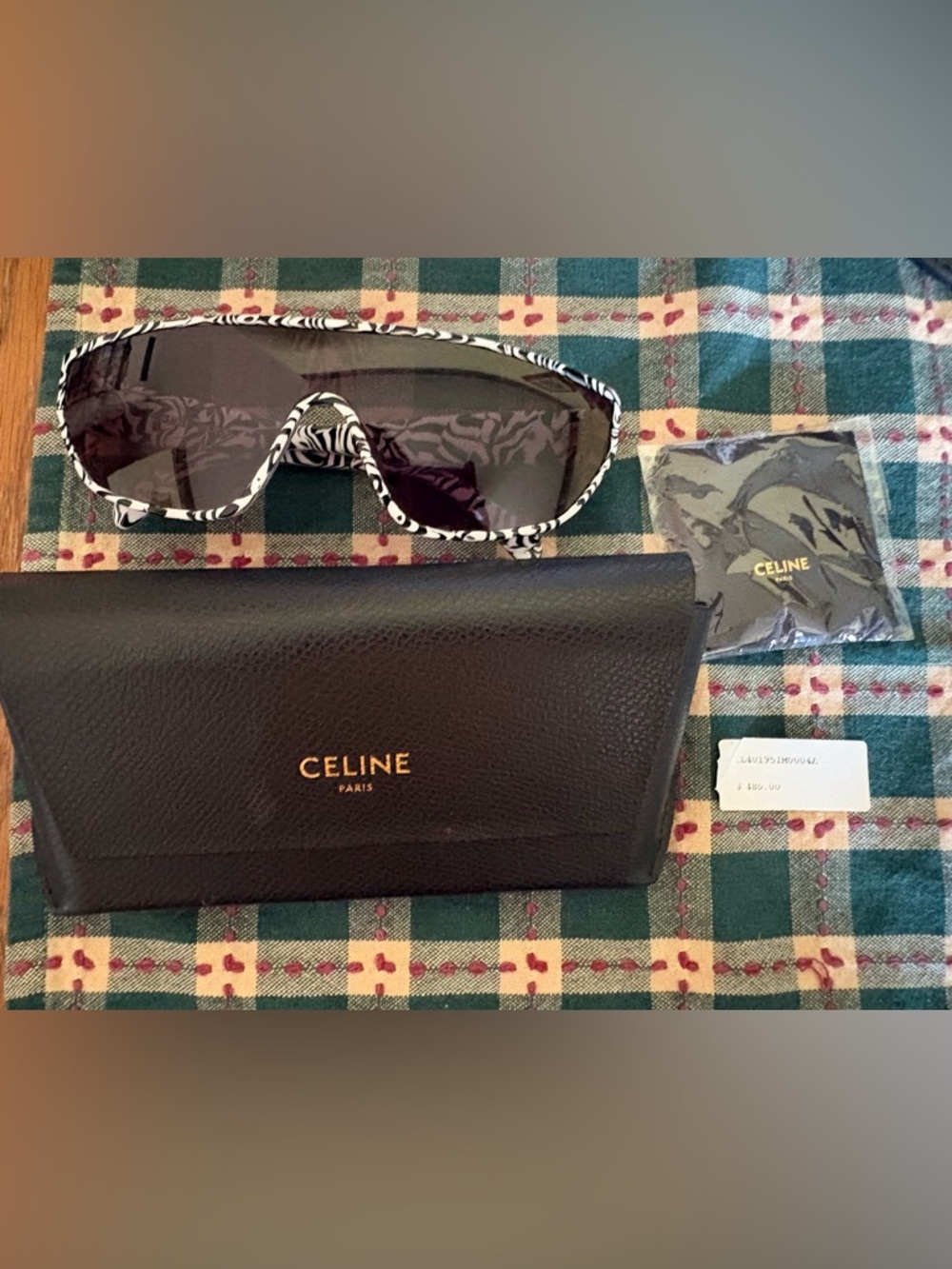Celine Paris CL401951 04A Zebra Smoke Shield Mask Sunglasses CL 40195 w case New